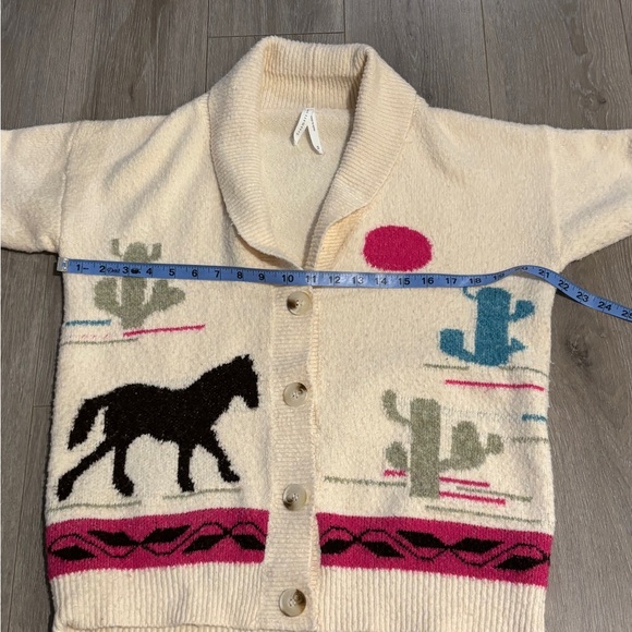 Dreamers Cream Cardigan with Horse and Cactus Accents - Picture 7 of 8